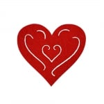 Деко фигурка сърце с филиграни, Filz, 50 mm, червен