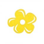 Деко фигурка цвете отстрани, филц, 40 mm, жълт