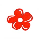 Деко фигурка цвете с извивки, филц, 30 mm, червен