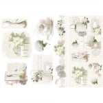 Декупажна тишу хартия, WHITE FLOWERS, 35 x 50 cm
