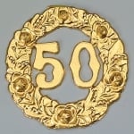 Восъчна декоративна фигура Jubilaum, Kranz 50, 65 mm, 1 бр., златисто