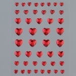 Самозалепващи кристали, Herz, сърце, 4, 6, 8, 10 mm, 46  бр., червени