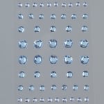 Самозалепващи кристали, Rund, кръг, 4, 5, 6, 8 mm, 54 бр., светлосини