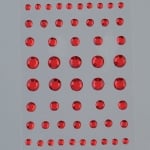 Самозалепващи кристали, Rund, кръг, 4, 5, 6, 8 mm, 54 бр., червени