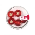 Стъклени перли, широк отвор, 12 mm, 5 бр., сребристо червени