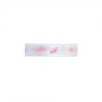Лента сатенена двулицева, 10 mm, 10m, бяла с розови стъпки