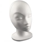 Глава женска от стиропор, бял, H 330 mm