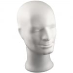 Глава мъжка от стиропор, бял, H 330 mm