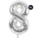 Фолиев балон, цифра 8, 86 cm, сребро