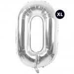Фолиев балон, цифра 0, 86 cm, сребро