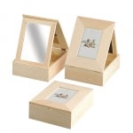 Дървена кутия с рамка за снимки, 24 x 19 x 7,6 cm, натурална