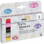 Комплект текстилни маркери Glitter, medium, 5 броя