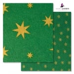 Варио картон, 300 g/m2, 50 x 70 cm, 1л, зелен със златни звезди