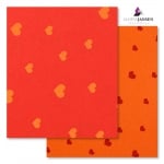 Варио картон, 300 g/m2, 50 x 70 cm, 1л, оранжев/червен на сърчица