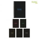 Тетрадка Notte Black, A4, спирала, PP корица, 80 л., ред, 60 g/m2