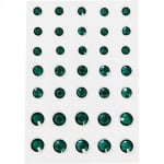 Самозалепващи кристали, Кръг, 6, 8, 10 mm, 35 бр., зелени