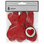 Балони с форма на сърце, ф 23 cm, 8 бр., червен