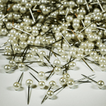 Карфици с бяло топче, метални, 16 mm, 100 бр, никел