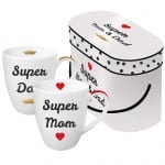 Комплект порцеланови чаши Super Mom & Dad, 2 бр.