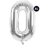 Фолиев балон, цифра 0, 86 cm, сребро
