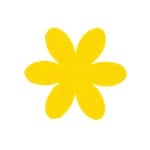 Деко фигурка цвете, филц, 55 mm, жълто
