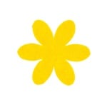 Деко фигурка цвете, филц, 65 mm, жълто