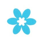Деко фигурка цвете, филц, 65 mm, небесно синьо