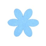 Деко фигурка цвете, филц, 65 mm, небесно синьо