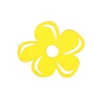 Деко фигурка цвете отстрани, филц, 40 mm, светло жълто