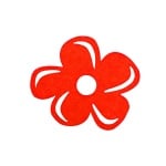 Деко фигурка цвете с извивки, филц, 50 mm, червено