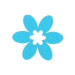 Деко фигурка цвете в цвете, филц, 30 mm, небесно синьо