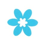 Деко фигурка цвете в цвете, филц, 45 mm, небесно синьо