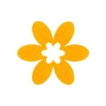 Деко фигурка цвете в цвете, филц, 55 mm, жълто