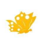 Деко фигурка пеперуда отстрани, Filz, 80 mm, светло жълта