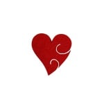 Деко фигурка сърце с фрески, Filz, 30 mm, червено