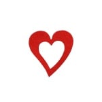 Деко фигурка сърце в сърце, Filz, 35 mm, червено