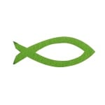 Деко фигурка силует на рибка, Filz, 30 mm, тревно зелена