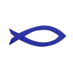 Деко фигурка силует на рибка, Filz, 30 mm, турско синя