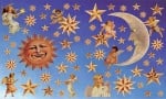 Декупажна хартия, 60 gr/m2, 33 x 48 cm, 1л, Слънце, луна, звезди