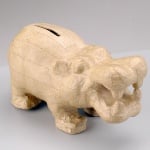 Фигура от папие маше, хипопотам-касичка, 17,5 x 8 x 9 cm