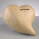 Фигура от папие маше, сърце-касичка, 14 x 13 x 7 cm