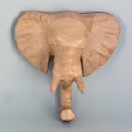 Фигура от папие маше, трофей слонска глава, 38 x 33 x 22,5 cm