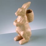 Фигура папиемаше, заек с кошница, 11.5 х 6.5 х 21 см