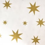 Цветна хартия, 130 g/m2, 50 x 69 cm, 1л, бяла със златни звезди