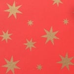 Цветна хартия, 130 g/m2, 50 x 69 cm, 1л, червена със златни звезди