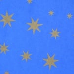 Цветна хартия, 130 g/m2, 50 x 69 cm, 1л, синя със златни звезди