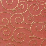 Хартия ръчна памучна, 65g/m2, 50x70cm, 1л, оранжев със златни арабески