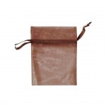 Торбичка подаръчна шифон, 9 x 12 cm, тъмнокафява
