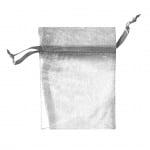 Торбичка подаръчна шифон, 12 x 17 cm, сиво сребриста