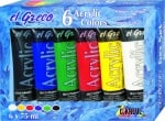 Комплект акрилни бои elGreco, 75 ml, 6 цвята